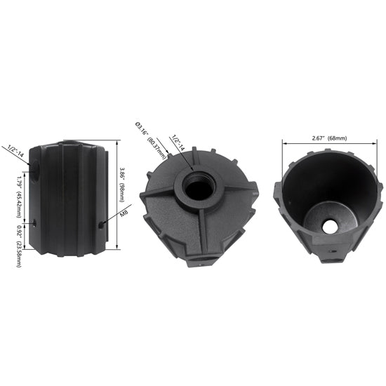 1/2" Round Pole Mount with 2-3/8" O.D. Tenon