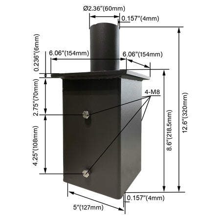 Square Tenon Adaptor 6 inch