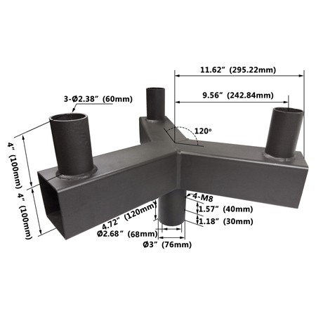Triple 120° Horizontal Tenon Adaptor