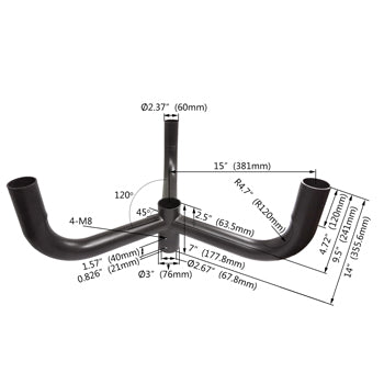 Triple 120° Horizontal Tenon Adaptor
